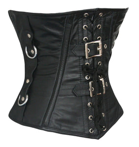 Heavy Duty 26 Double SteelBoned Waist Training Genuine Leather Underbust Tight Shaper Corset 1219-LE