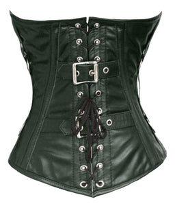 Heavy Duty 26 Double SteelBoned Waist Training Genuine Leather Underbust Tight Shaper Corset 1219-LE