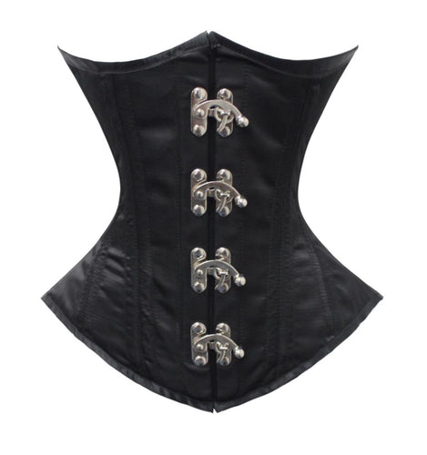 26 Double Steel Boned Waist Training Tight Lacing Satin Underbust Shaper Corset #450-OT-MC-SA