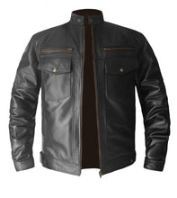 Load image into Gallery viewer, Men&#39;s Stylish Superb Real Genuine Leather Bomber Biker Jacket #501-LE