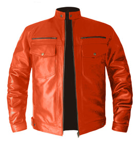 Men's Stylish Superb Real Genuine Leather Bomber Biker Jacket #501-LE