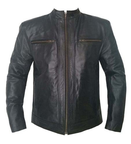Superb Faux Leather Men's Stylish Rock Star Motorcycle Biker Bomber Leather Jacket #512-FL