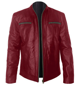 Superb Genuine Leather Men's Stylish Rock Star Motorcycle Biker Bomber Leather Jacket #512-LE