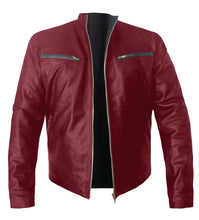 Load image into Gallery viewer, Men&#39;s Stylish Superb Real Genuine Leather Bomber Biker Jacket #513-LE