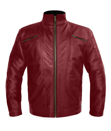 Men's Stylish Genuine Leather Motorbike Bomber Biker Vintage Style Jacket #530-LE