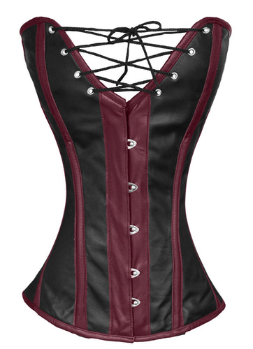 Heavy Duty 26 Double Steel Boned Waist Training Leather Overbust Tight Shaper Corset #8030-B-LE