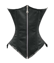 Load image into Gallery viewer, 24 Double Steel Boned Waist Training Tight Lacing Satin Underbust Shaper Corset #8033-OT-ZIP-SA