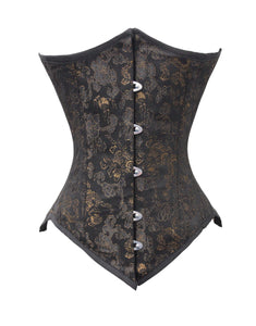 Heavy Duty 26 Double Steel Boned Waist Training Brocade Underbust Tight Shaper Corset #8033-BRO2