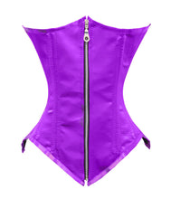 Load image into Gallery viewer, 24 Double Steel Boned Waist Training Tight Lacing Satin Underbust Shaper Corset #8033-OT-ZIP-SA
