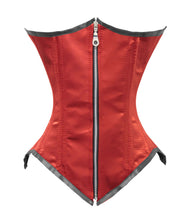 Load image into Gallery viewer, 24 Double Steel Boned Waist Training Tight Lacing Satin Underbust Shaper Corset #8033-BT-ZIP-SA