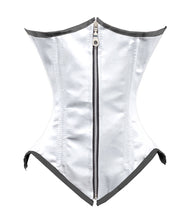 Load image into Gallery viewer, 24 Double Steel Boned Waist Training Tight Lacing Satin Underbust Shaper Corset #8033-BT-ZIP-SA