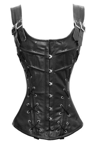 Heavy Duty 26 Double Steel Boned Waist Training Genuine Leather Overbust Tight Shaper Corset #8039-LE