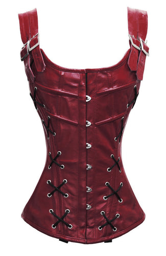 Heavy Duty 26 Double Steel Boned Waist Training Genuine Leather Overbust Tight Shaper Corset #8039-LE