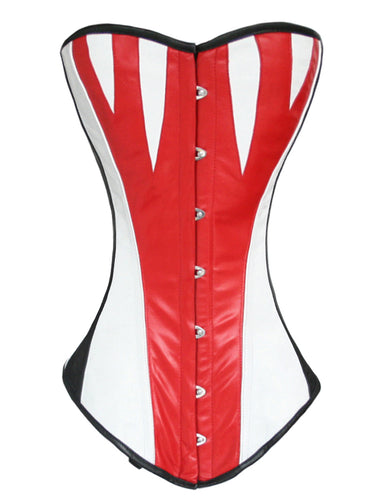 Heavy Duty 26 Double Steel Boned Waist Training Leather Long Torso Overbust Shaper Corset #8072-LE