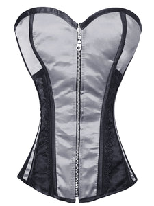 Heavy Duty 24 Double Steel Boned Waist Training Satin Overbust Tight Shaper Corset #8106-SA