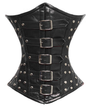 Load image into Gallery viewer, Heavy Duty 26 Double Steel Boned Waist Training Leather Underbust Tight Shaper Corset #8135-LE