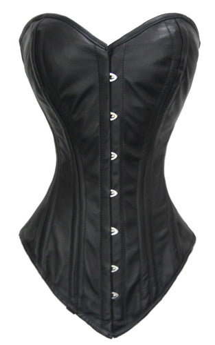 Heavy Duty 26 Double Steel Boned Waist Training Leather Long Torso Overbust Shaper Corset #8149-LE