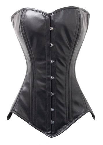 Heavy Duty 26 Double Steel Boned Waist Training Leather Long Torso Overbust Shaper Corset #8151-LE