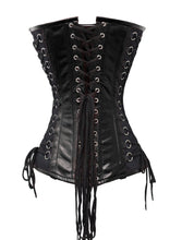 Load image into Gallery viewer, Heavy Duty 26 Double Steel Boned Waist Training LEATHER Overbust Corset #8152-LE