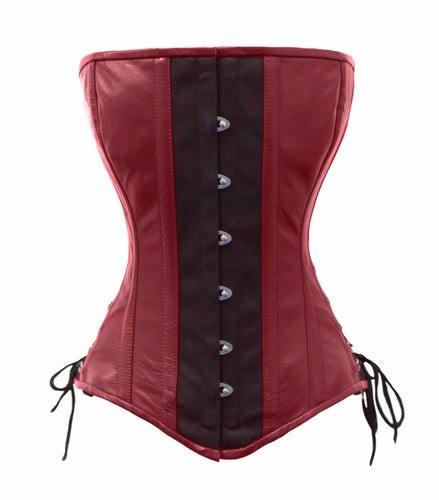 Heavy Duty 26 Double Steel Boned Waist Training LEATHER Overbust Corset #8152-LE