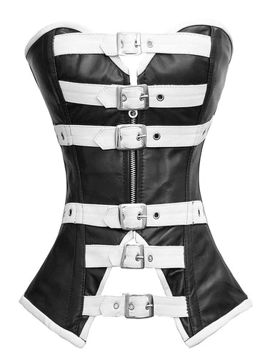 Heavy Duty 20 Double Steel Boned Waist Training Leather Overbust Tight Shaper Corset #8177-LE