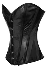 Load image into Gallery viewer, Heavy Duty 26 Double Steel Boned Waist Training LEATHER Overbust Tight Shaper Corset #8316-B-LE