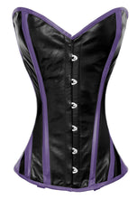 Load image into Gallery viewer, Heavy Duty 26 Double Steel Boned Waist Training LEATHER Overbust Tight Shaper Corset #8316-B-LE