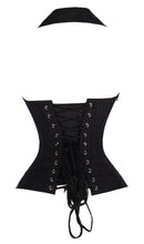 Load image into Gallery viewer, 22 Double Steel Boned Waist Training Pinstripe &amp; Satin Overbust Tight Shaper Corset #8367-PS