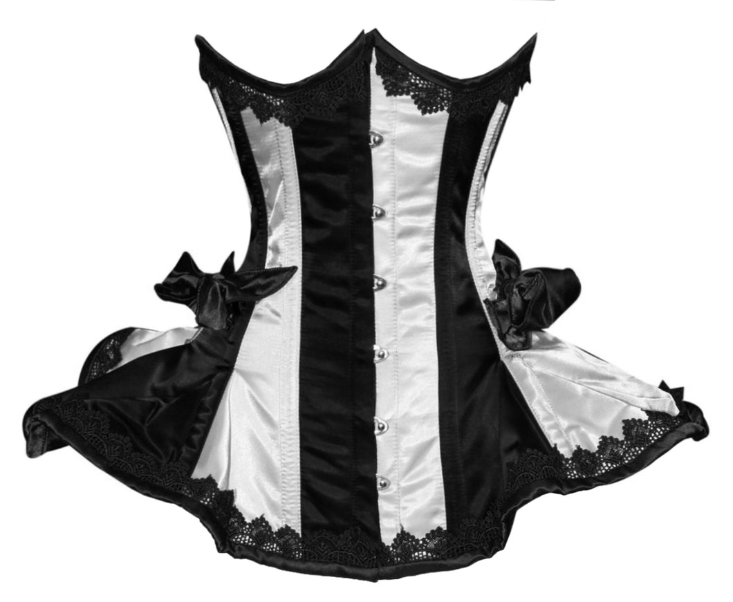 Heavy Duty 22 Double Steel Boned Waist Training Satin Underbust Shaper Corset Frills Style #8408-SA