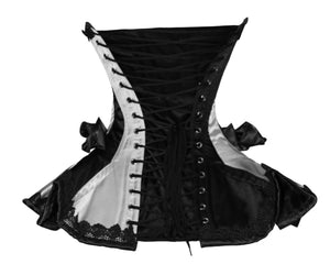 Heavy Duty 22 Double Steel Boned Waist Training Satin Underbust Shaper Corset Frills Style #8408-SA