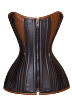 Load image into Gallery viewer, Heavy Duty 24 Double Steel Boned Waist Training Genuine Leather Overbust Tight Shaper Corset 8413-LE