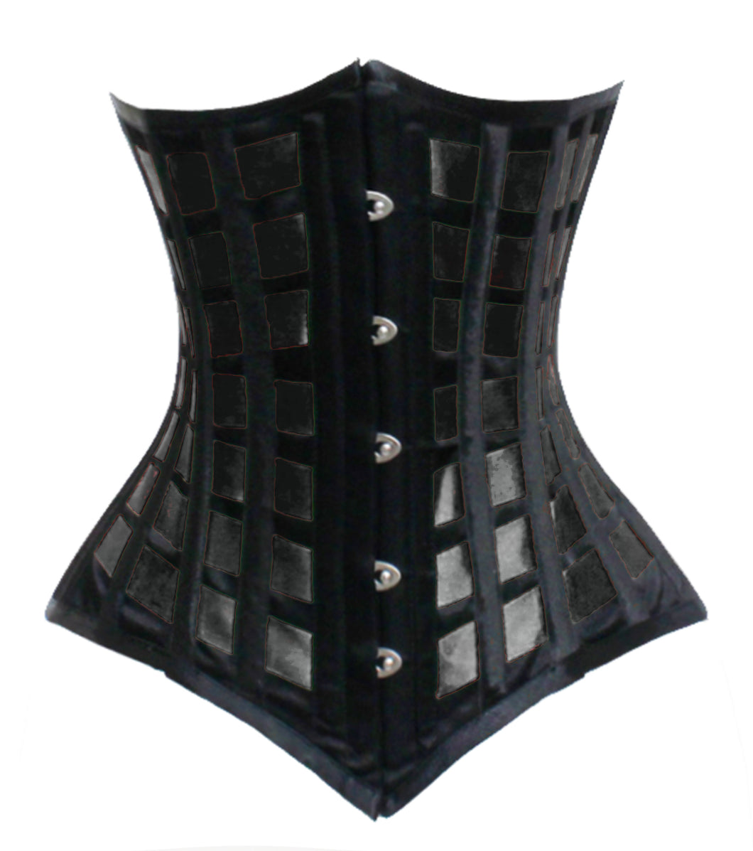 Heavy Duty 22 Double Steel Boned Waist Training Satin Underbust Tight Shaper Corset #8451-SA