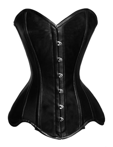 Heavy Duty 26 Double Steel Boned Waist Training Leather Overbust Tight Shaper Corset #8460-G-LE