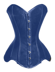 Heavy Duty 26 Double Steel Boned Waist Training Real Leather Overbust Tight Shaper Corset #8460-G-LE