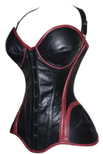 Load image into Gallery viewer, 26 Double Steel Boned Waist Training Genuine Leather Overbust Tight Shaper Corset #8462-A-LE