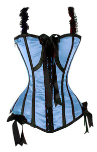 Heavy Duty 24 Double Steel Boned Waist Training Satin Overbust Tight Shaper Corset #8490-B-SA