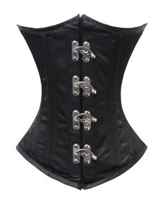 Heavy Duty 26 Double Steel Boned Waist Training Satin Underbust Tight Shaper Corset #8520-BT-MC-SA