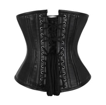 Load image into Gallery viewer, Heavy Duty 26 Double Steel Boned Waist Training Leather Underbust Tight Shaper Corset #8520-ZIP-LE