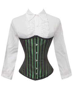 26 Double Steel Boned Waist Training Brocade Stripe Underbust Tight Shaper Corset #8520-STR