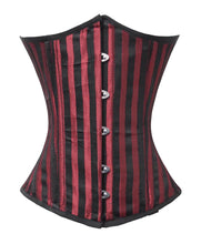 Load image into Gallery viewer, 26 Double Steel Boned Waist Training Brocade Stripe Underbust Tight Shaper Corset #8520-STR