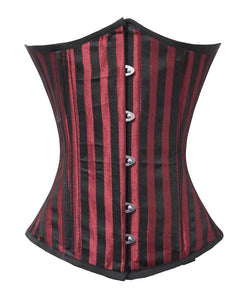 26 Double Steel Boned Waist Training Brocade Stripe Underbust Tight Shaper Corset #8520-STR