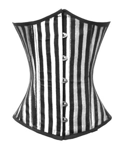 26 Double Steel Boned Waist Training Brocade Stripe Underbust Tight Shaper Corset #8520-STR