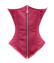 Load image into Gallery viewer, Heavy Duty 26 Double Steel Boned Waist Training Satin Underbust Tight Shaper Corset #8523-OT-ZIP-SA