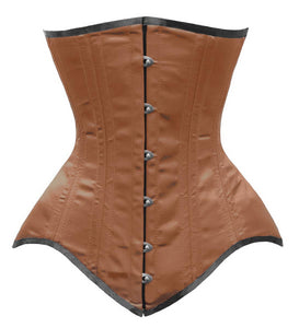 26 Double Steel Boned Waist Training Tight Lacing Satin Underbust Shaper Corset #8552-BT-SA