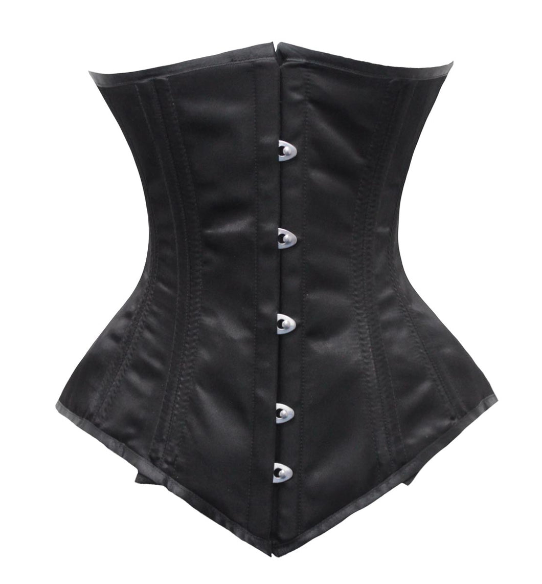 26 Double Steel Boned Waist Training SATIN Longline Underbust Tight Shaper Corset #8554-OT-SA