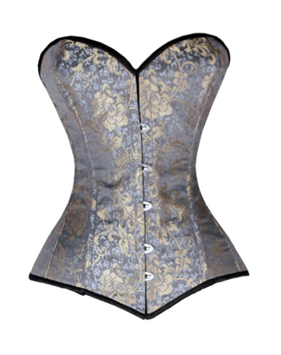 Heavy Duty 26 Double Steel Boned Waist Training BROCADE Overbust Tight Shaper Corset #8561-BRO