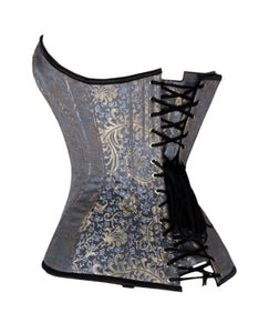 Heavy Duty 26 Double Steel Boned Waist Training BROCADE Overbust Tight Shaper Corset #8561-BRO