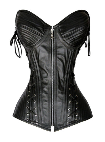 Heavy Duty 24 Double Steel Boned Waist Training Leather Overbust Tight Shaper Corset #8583-LE