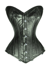 Load image into Gallery viewer, Heavy Duty 26 Double Steel Boned Waist Training Leather Overbust Tight Shaper Corset #8585-B-LE