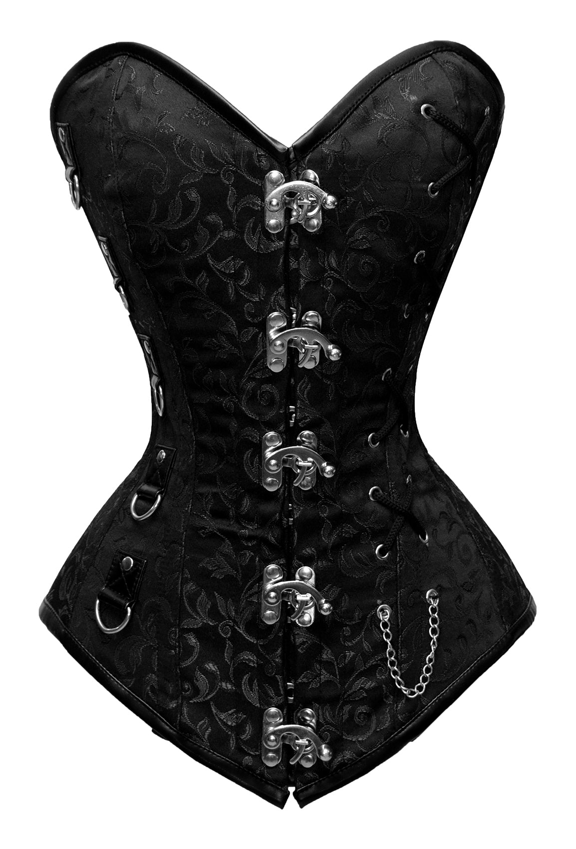 Women Black Brocade OverBust Corset, Steel Boned Full good bust corsets SS-597 BC